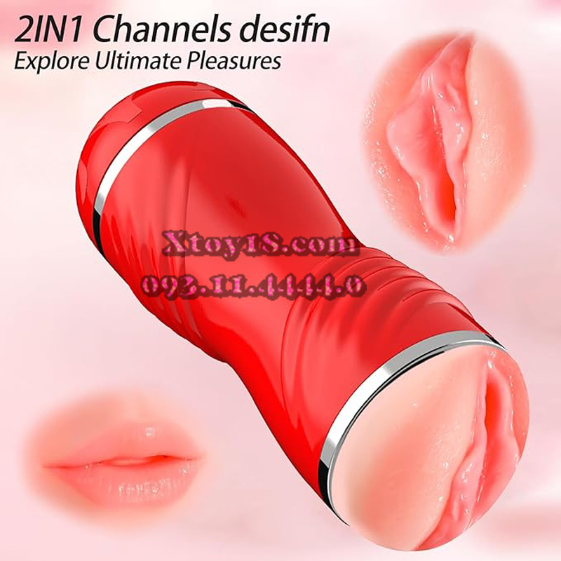 Âm đạo giả JIUAI 2 đầu rung silicon y tế mềm mại như thật thỏa mãn nam 