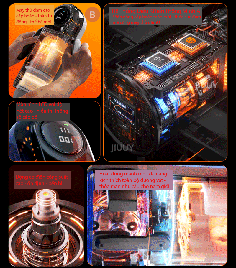 Máy Thủ Dâm JIYU Tự Động Siêu Mạnh Thụt Rung Mút Co Bóp