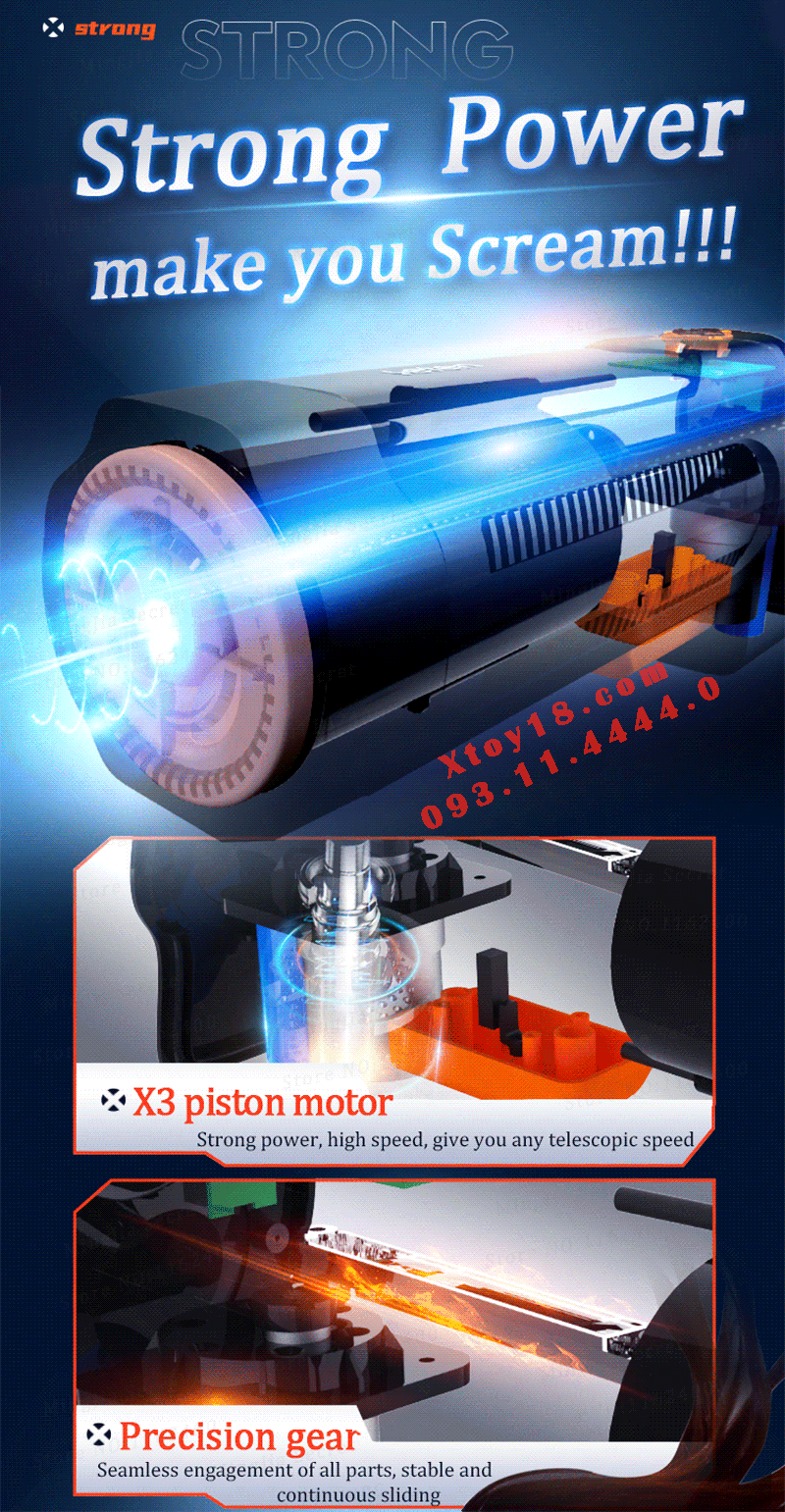 Âm Đạo Giả Gun King Cao Cấp | Thụt Rung Co Bóp Phát Âm