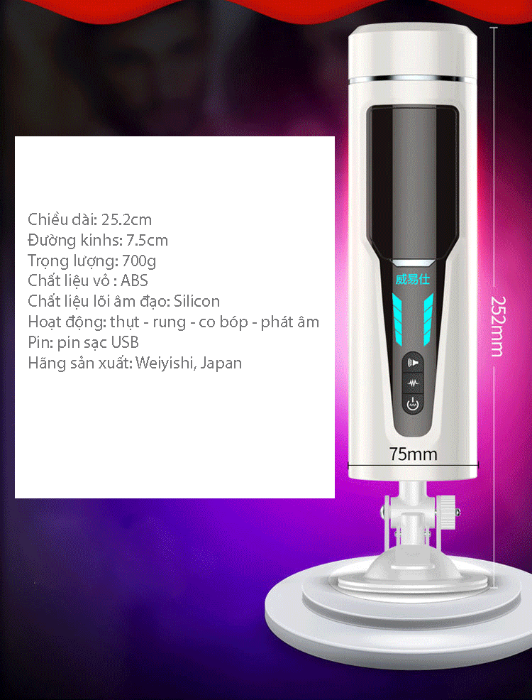 Âm Đạo Giả Weiyishi Cao Cấp Thụt Rung Mút Co Bóp Phát Âm