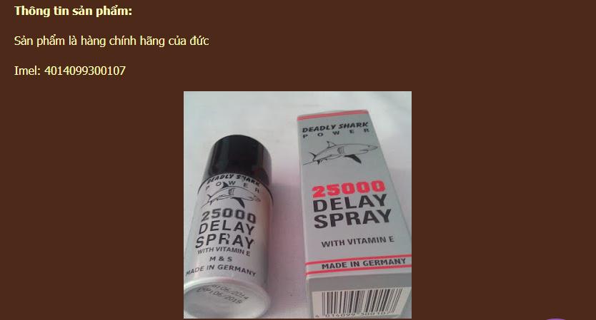 Thuốc Xịt Deadly Shark Hỗ Trợ Kéo Dài Thời Gian Xuất Tinh