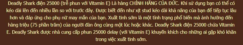 Thuốc Xịt Deadly Shark Hỗ Trợ Kéo Dài Thời Gian Xuất Tinh