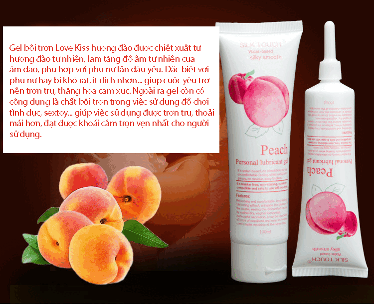Gel Bôi Trơn Love Kiss Hương Đào Mịn Mượt Tăng Cường Khoái Cảm