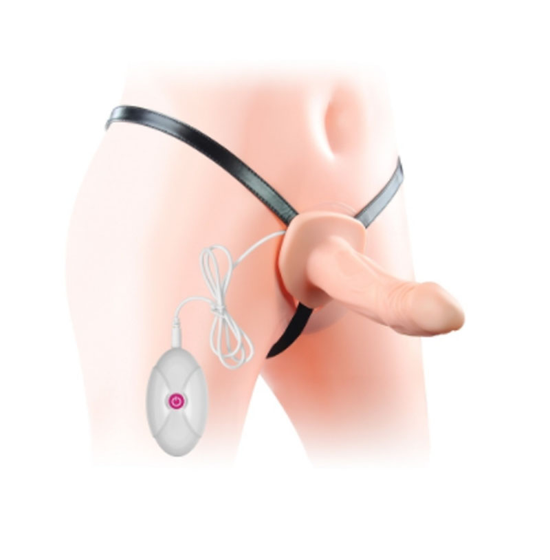 Lovetoy DC65K Hollow Strap-On Vibrating PVC Male Female Couple Toy