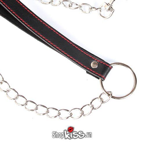 Batman Leather BDSM Collar with Chains for Role Play