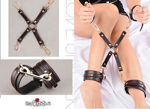 Bộ đồ chơi bạo dâm da cao cấp đỏ đen kích thích cảm xúc