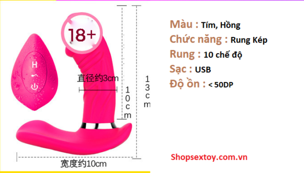 Máy massage rung kép làm tình điểm G điều khiển từ xa đẳng cấp
