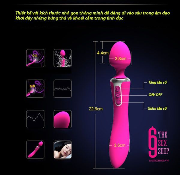 Chày Rung Tỏa Nhiệt Leten CR 05 Massage Điểm G Rung 2 Đầu Cao Cấp