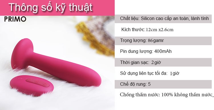 Máy massage hậu môn điểm G sưởi ấm Svakom Primo silicone