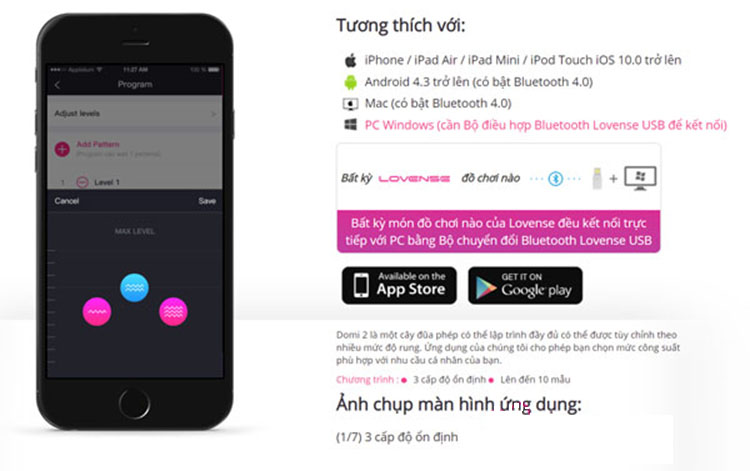 Chày rung Lovense Domi 2 điều khiển từ xa app kích thích nữ cao cấp