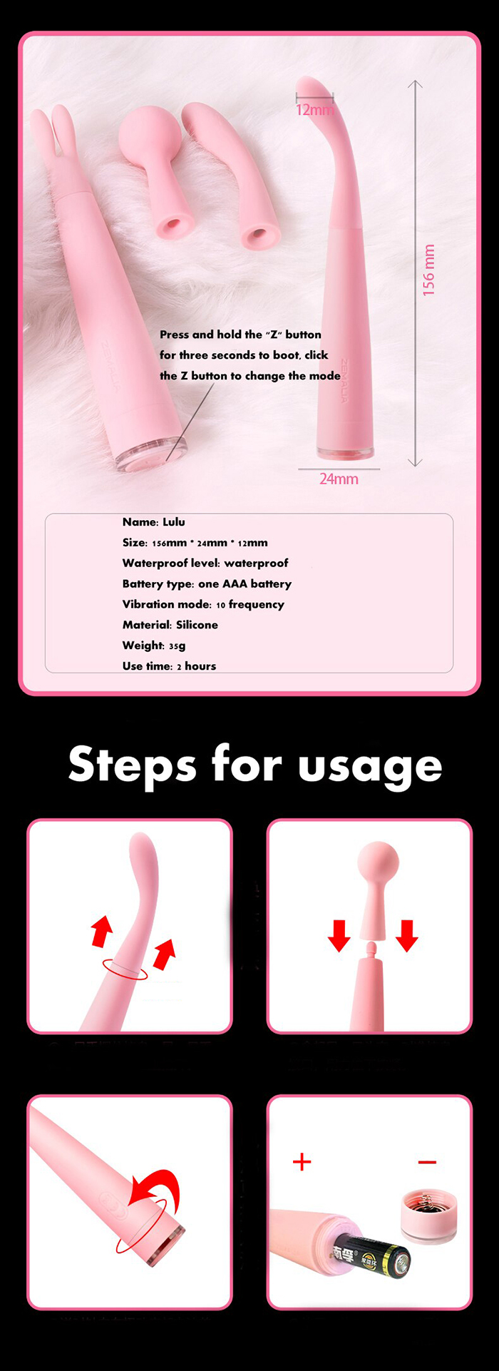 Máy massage mini 3 đầu Svakom Lulu DC89L thư giãn sâu giảm đau