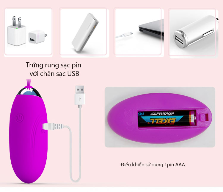 Trứng rung điều khiển từ xa Baile TR 30 cao cấp sạc pin 12 chế độ