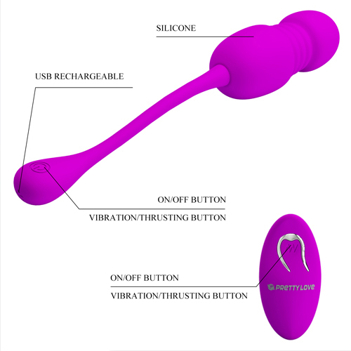Trứng rung thụt điều khiển từ xa Prettylove Callieri EG30H silicone cao cấp