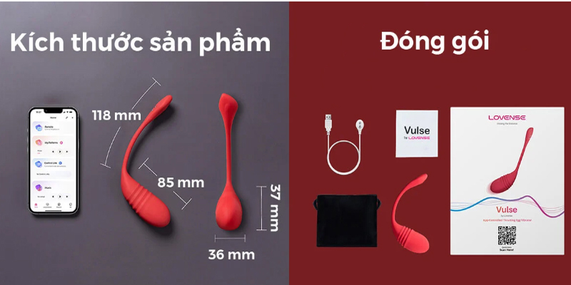 Trứng rung Lovense Vulse EG34D điều khiển từ xa, silicon mềm, massage điểm G