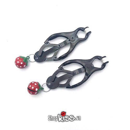 Sweet Strawberry Nipple Clamps with Bells – Erotic Couple Toy