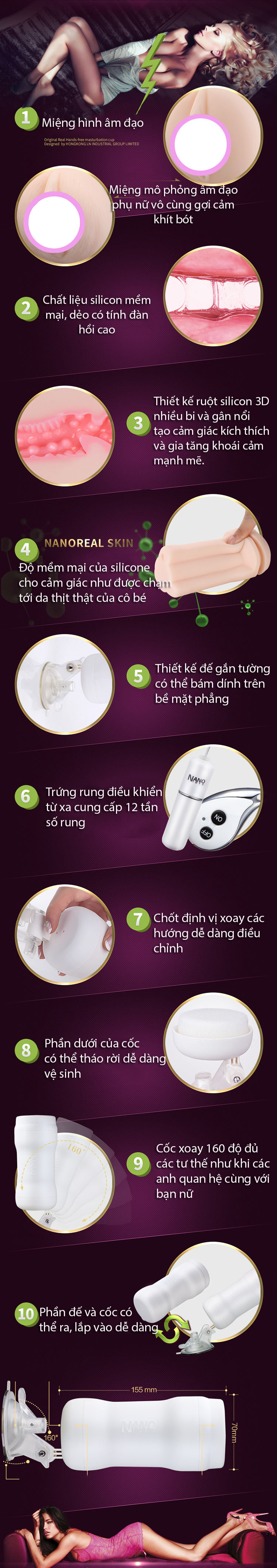 Âm đạo giả Nano Original AD55 nhỏ gọn thực tế giá tốt