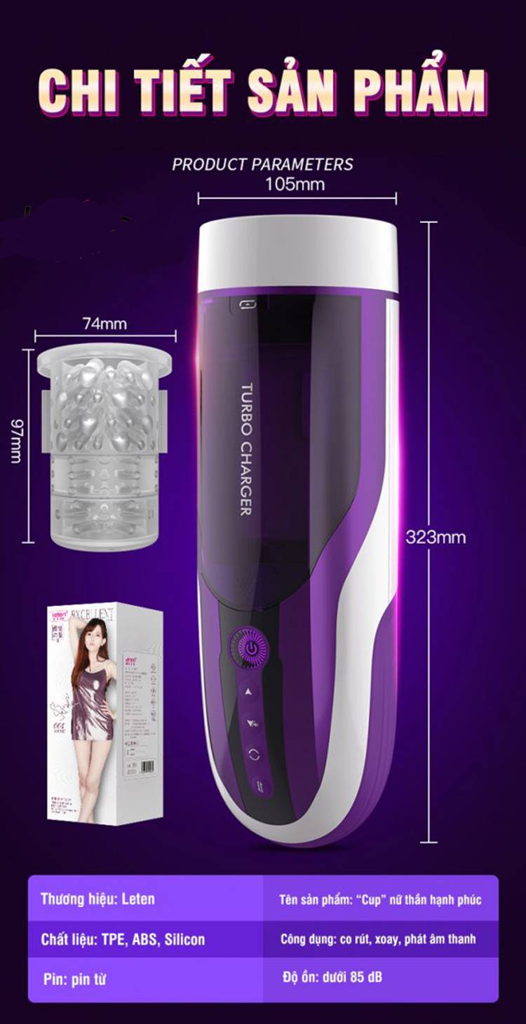 Leten Turbo AD33 máy thủ dâm tự động xoay thụt sưởi ấm