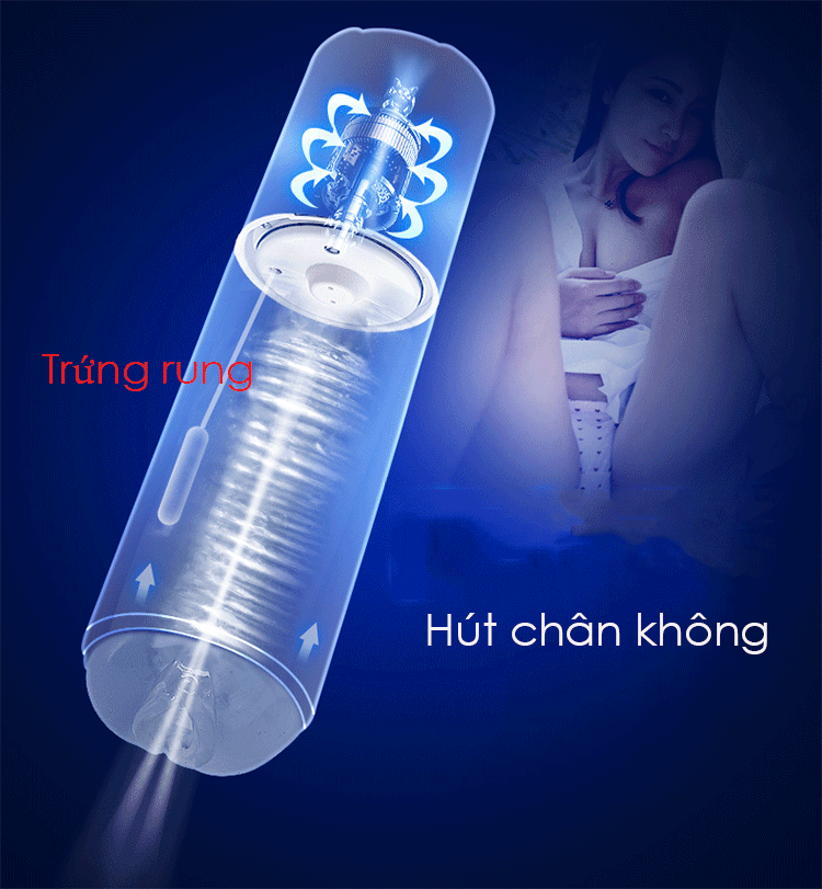 Máy thủ dâm tự động có sưởi ấm Air Jet AD40B rung bú mút đa chế độ