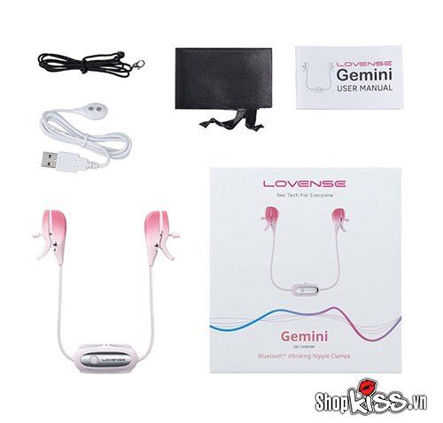 Bộ kẹp núm vú rung điều khiển app Lovense Gemini cảm giác mạnh