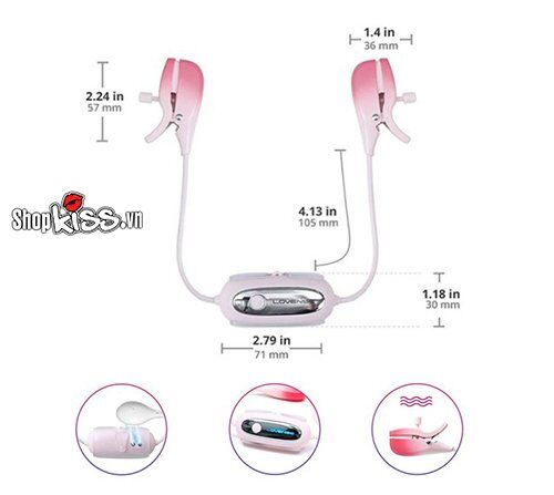 Bộ kẹp núm vú rung điều khiển app Lovense Gemini cảm giác mạnh