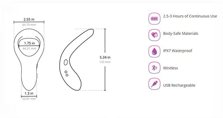 Vòng rung Lovense Diamo điều khiển từ xa app silicon y tế an toàn