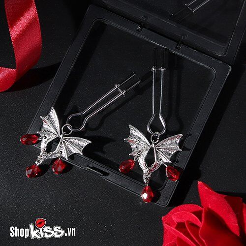 Black Wing BDSM Nipple Clamps Sexy Erotic Metal Cotton Padded