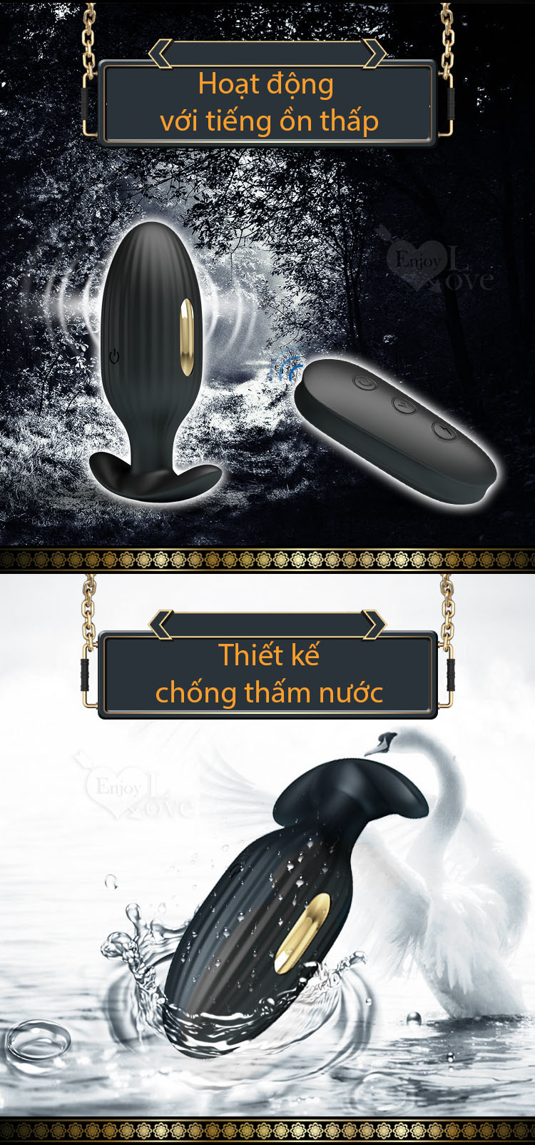 Máy rung xung điện hậu môn mạ vàng 24K Prettylove Kelly HM02G cao cấp