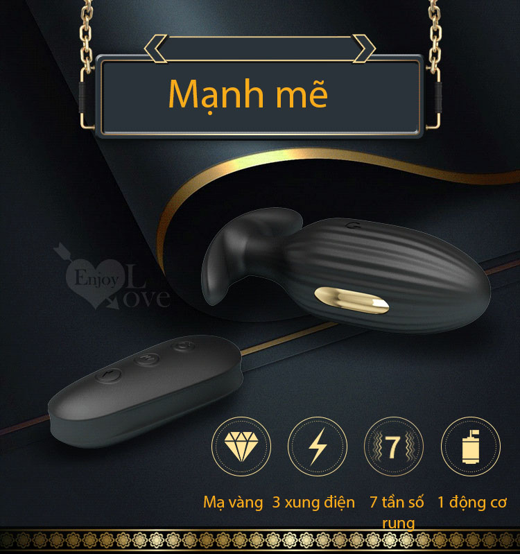 Máy rung xung điện hậu môn mạ vàng 24K Prettylove Kelly HM02G cao cấp