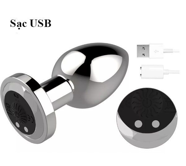 Phích cắm hậu môn inox đa tần rung 10 chế độ điều khiển từ xa