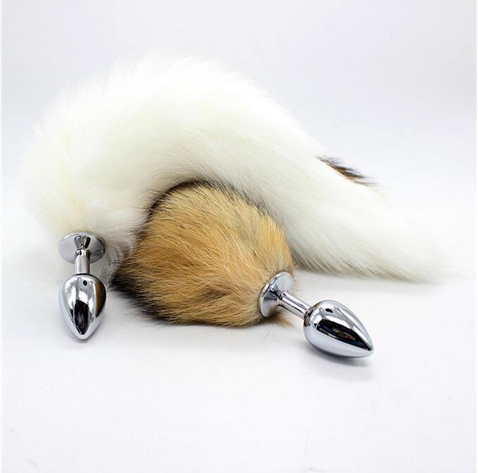 Stainless Steel Fox Tail Anal Plug Reusable Massage