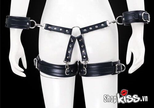 Khóa tay khóa đùi da cao cấp BDSM kích thích mạnh mẽ cho đôi tình nhân
