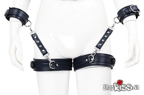 Khóa tay khóa đùi da cao cấp BDSM kích thích mạnh mẽ cho đôi tình nhân