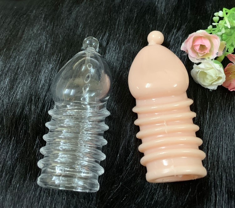 BD20A Silicone Textured Penis Sleeve Lengthener Transparent