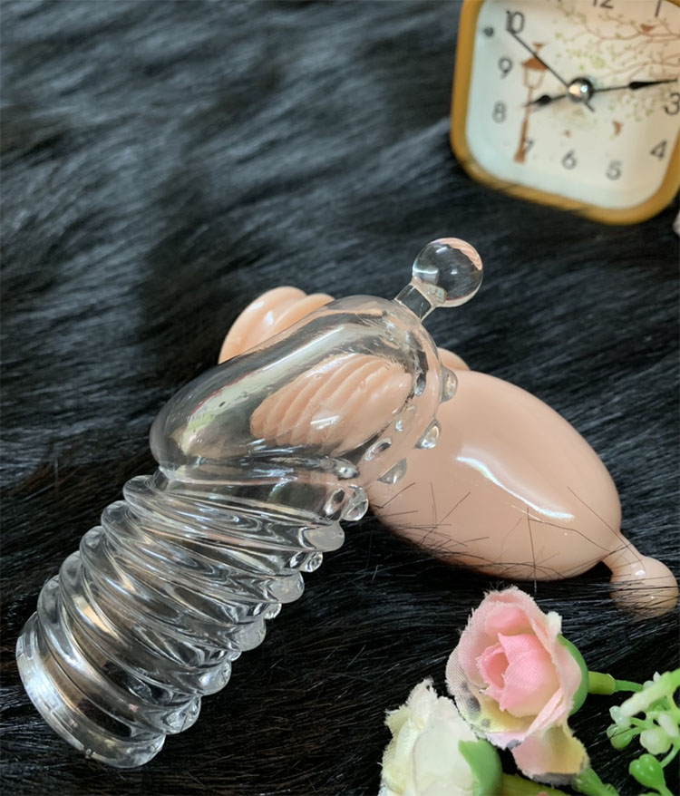 BD20A Silicone Textured Penis Sleeve Lengthener Transparent