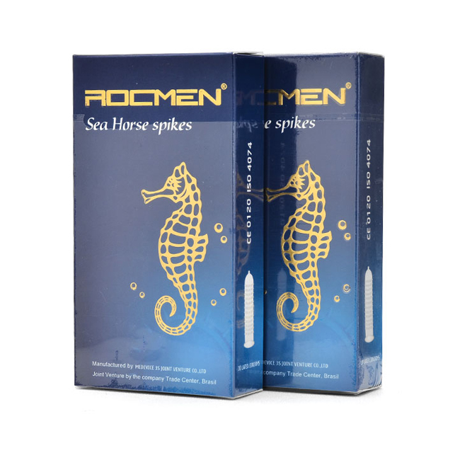 Bao cao su siêu mỏng ROCMEN xanh cá ngựa gai kéo dài quan hệ hiệu quả 