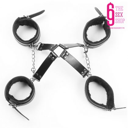BDSM COOC 10-Piece Furry Soft Leather Bondage Kit Black Pink
