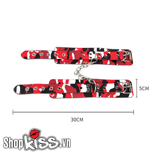PU Leather Camouflage BDSM Handcuffs for Intense Play