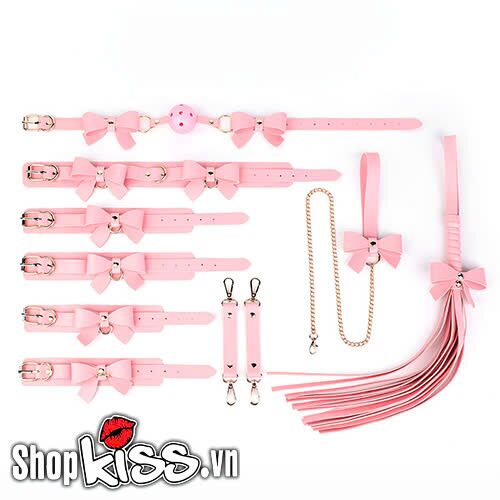 Bộ đồ chơi bạo dâm 5 món màu hồng xinh xắn đính nơ hấp dẫn