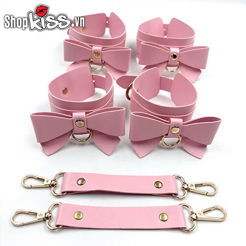 Bộ đồ chơi bạo dâm 5 món màu hồng xinh xắn đính nơ hấp dẫn
