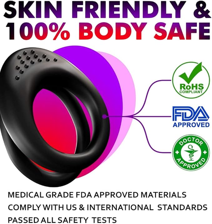 Vòng Dương Vật Gai Rung Kích Thích Tình Dục Đen Huyền Bí