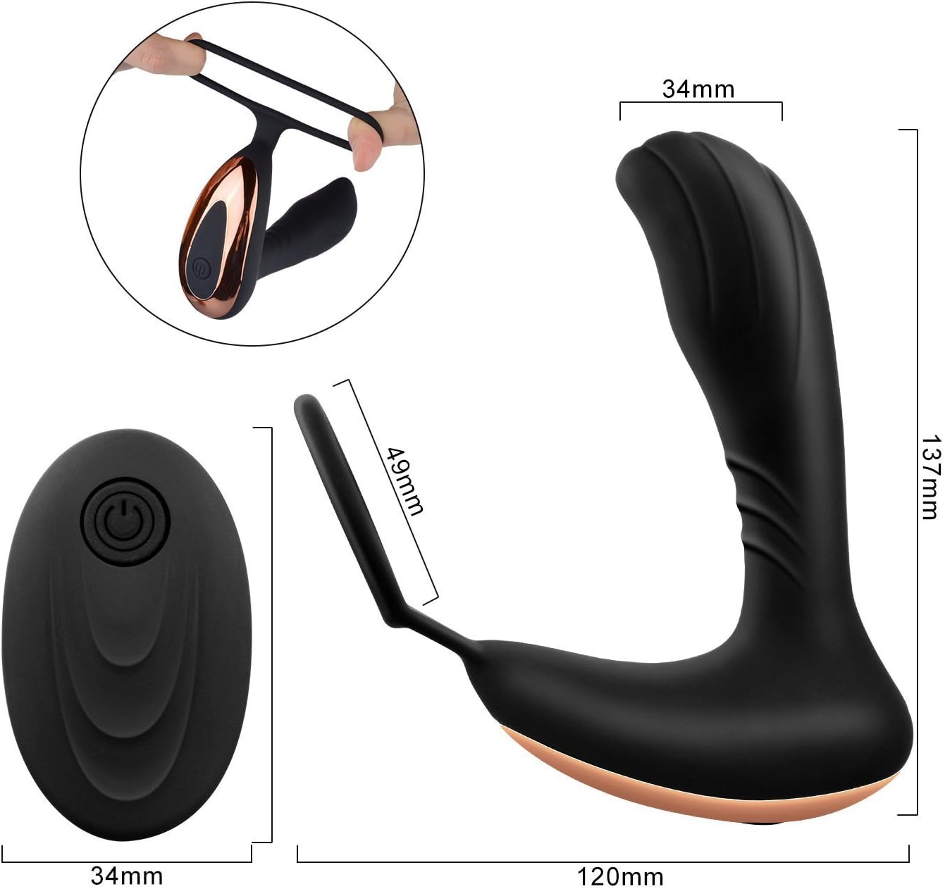 Máy Matxa Tuyến Tiền Liệt Rung Mạnh Có Quai Đeo Cock Ring Cao Cấp