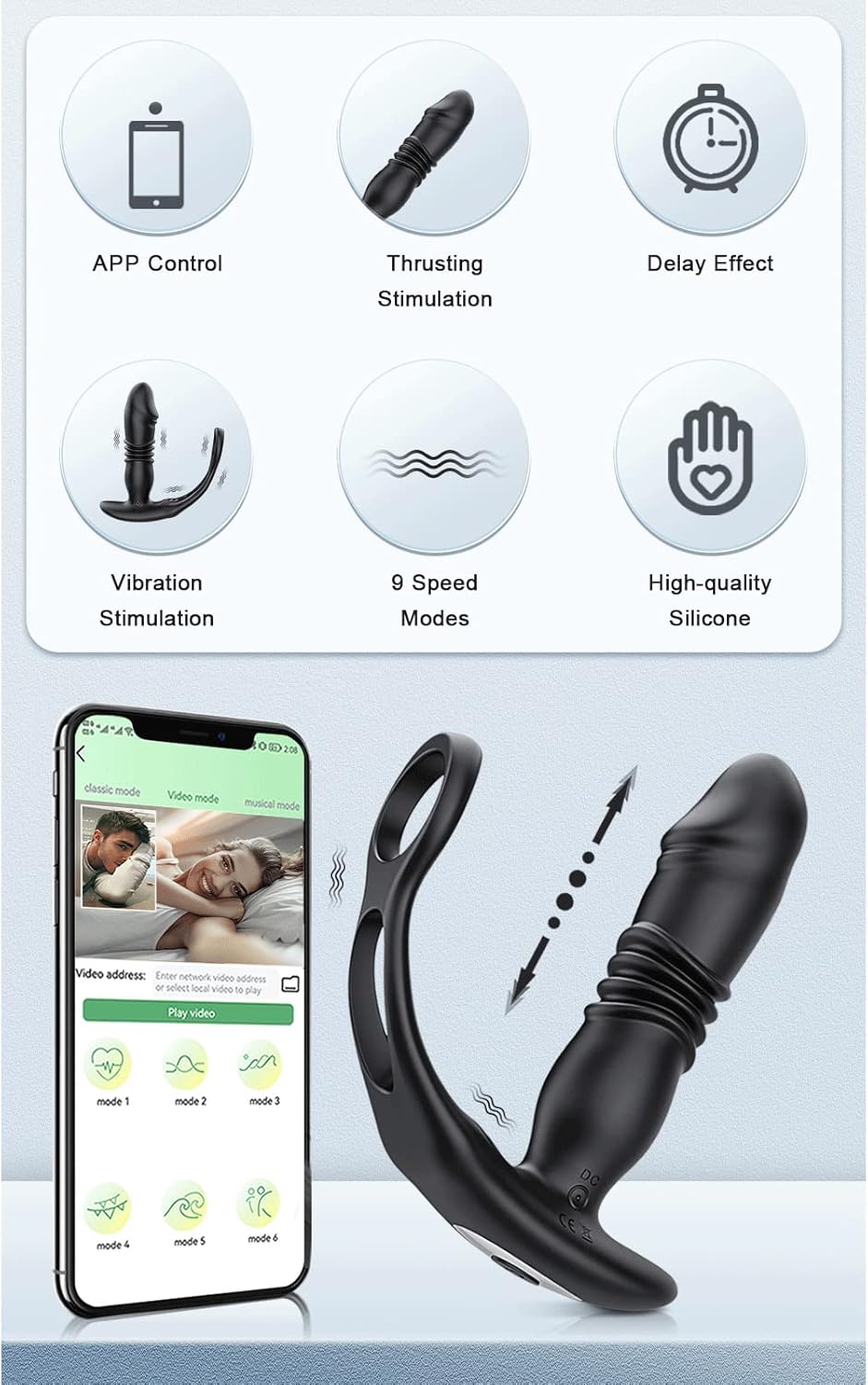 Dụng Cụ Hậu Môn Love Spouse Điều Khiển App Kích Thích Mạnh Mẽ