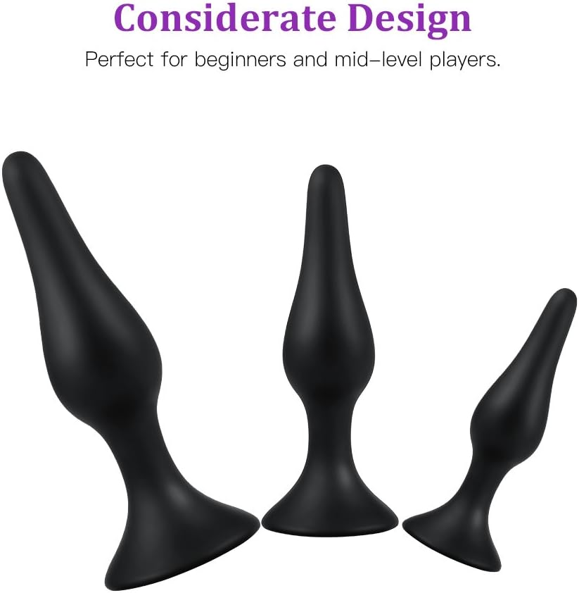 Triple Anal Plug Set Comfortable Silicone Beginner Prostate Pleasure Kit