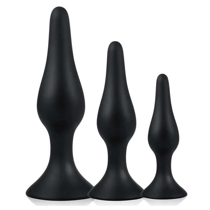 Triple Anal Plug Set Comfortable Silicone Beginner Prostate Pleasure Kit