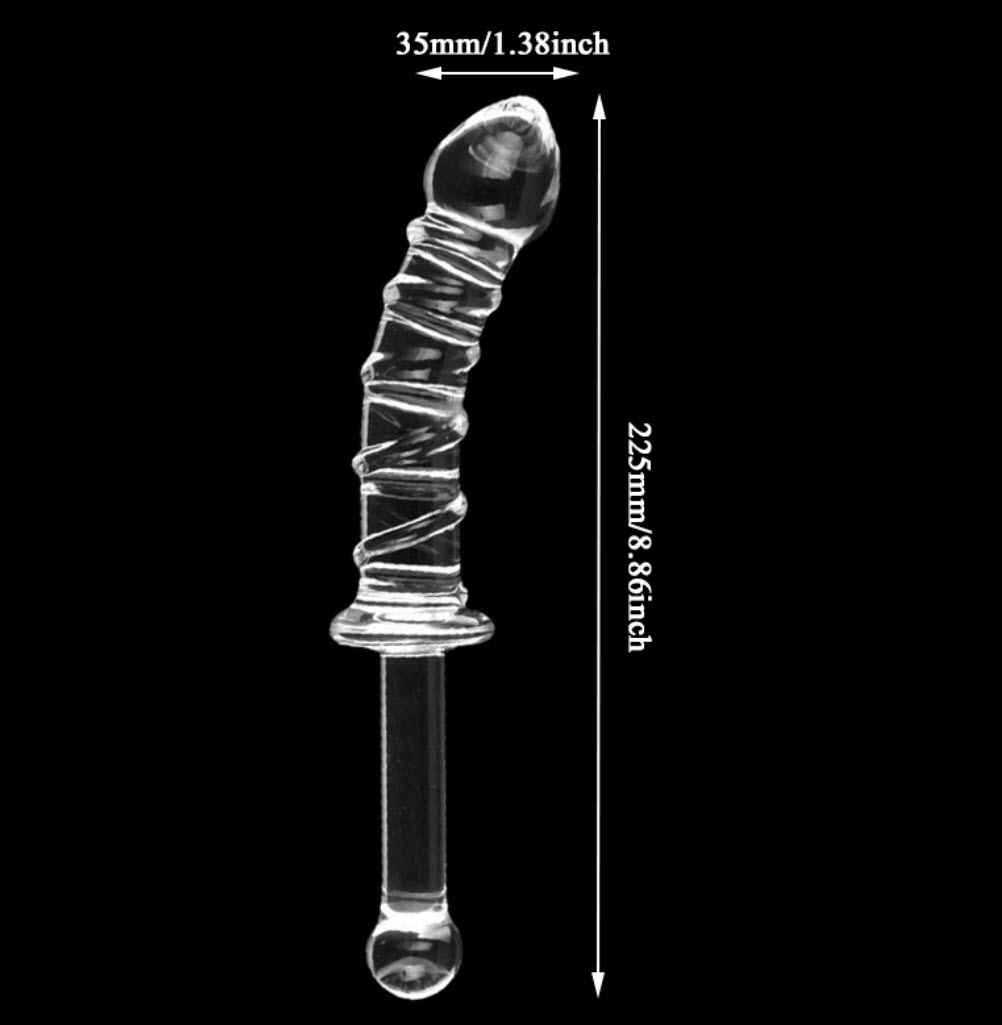 Dương vật giả thủy tinh hai đầu kích thích đa năng âm đạo hậu môn