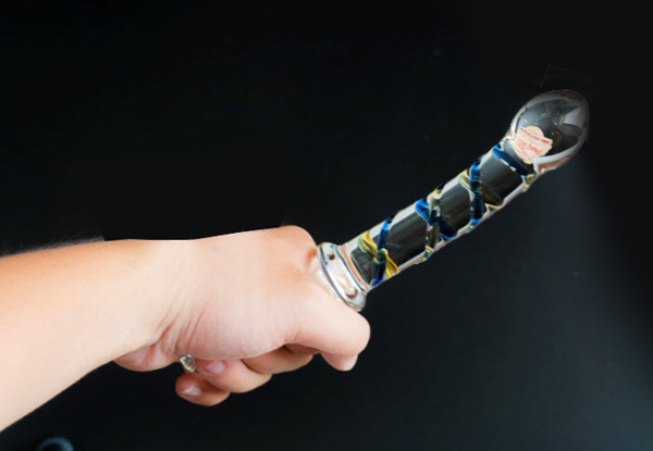 Dương vật giả thủy tinh hai đầu kích thích đa năng âm đạo hậu môn