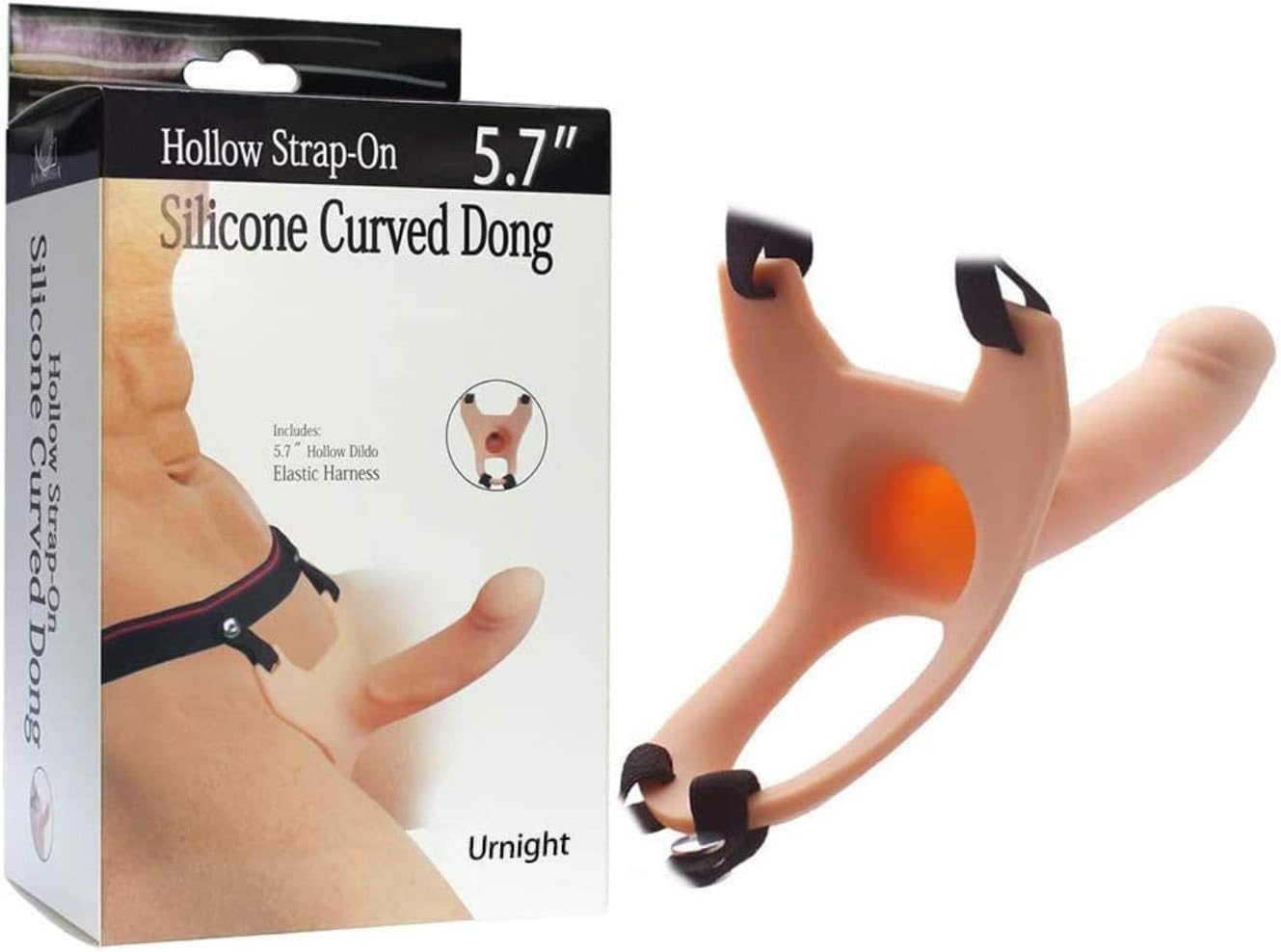 Dương vật giả dây đeo silicon mềm mại cong rỗng ruột siêu phê