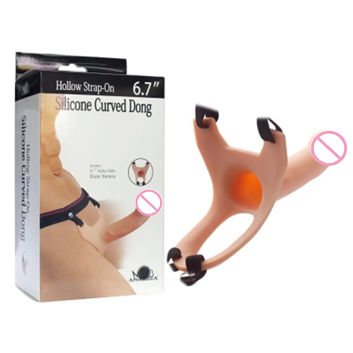 Dương vật giả dây đeo silicon mềm mại cong rỗng ruột siêu phê 