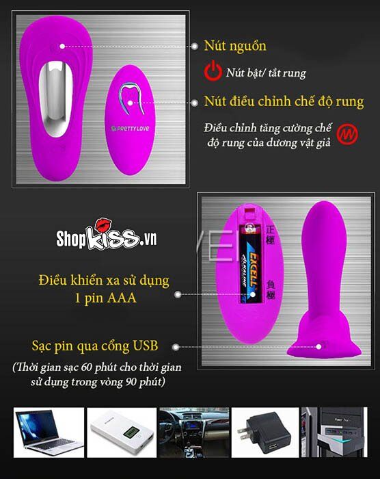 Dương Vật Vỏ Sò Prettylove Rung Đa Điểm Điều Khiển Từ Xa