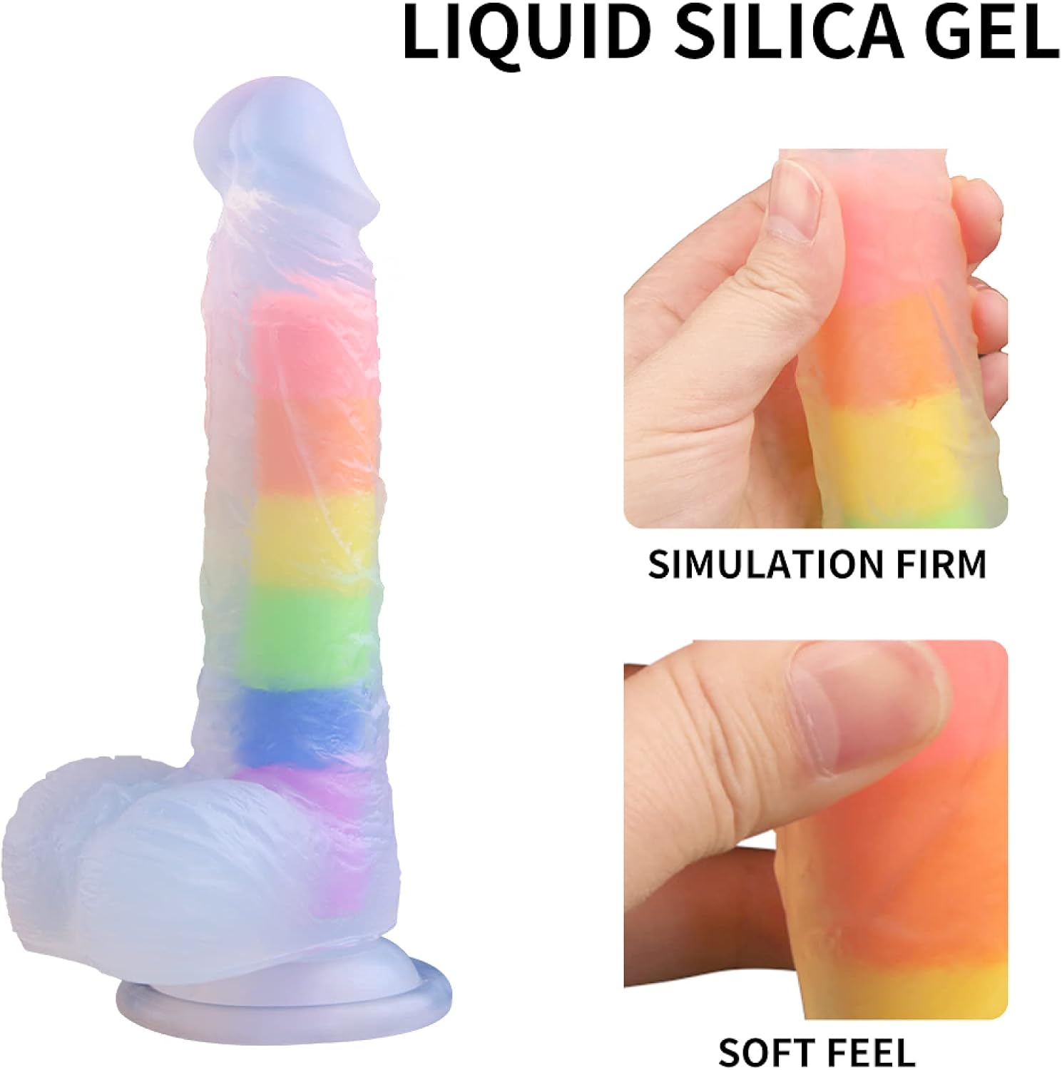 Dương vật giả Yeain silicon mềm màu cầu vồng an toàn